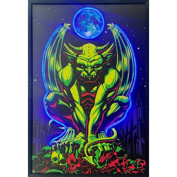 Gargoyle Framed LED Neon Light Canvas Print - 24" x 36"