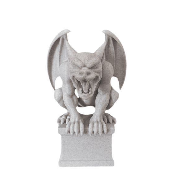 Gargoyle Guardian Statue – Gray Cement Look Style Sculpture for Shelf or Desk Display - 1ct