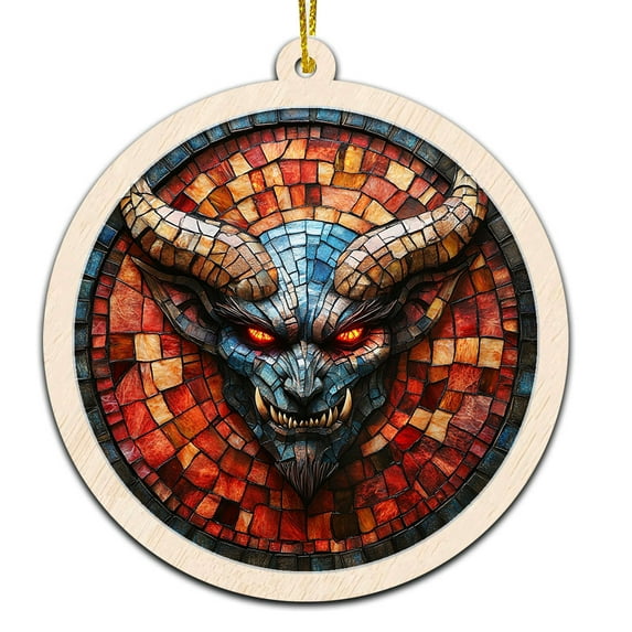 Gargoyle Stained Glass Suncatcher Ornament – Holiday Ornament with Text for Loved Ones, Family & Friends, Christmas 2025 Decoration