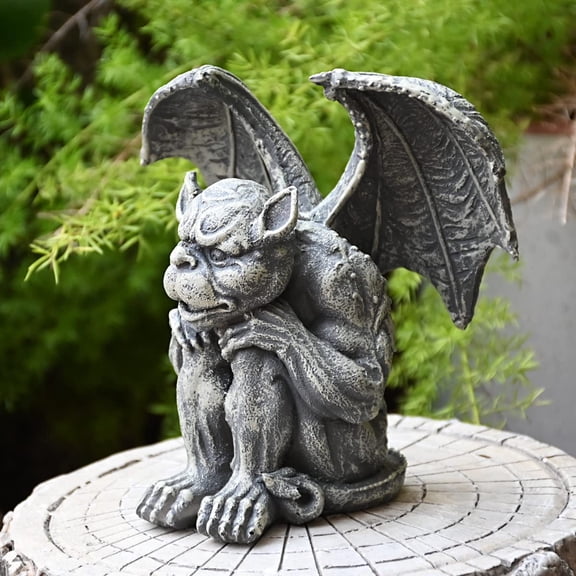 Gargoyle Statue Garden Guardian Sculpture Figurine Gothic Indoor Outdoor Garden Decor Statue 7 Inch - Sitting$$Garden & Patio