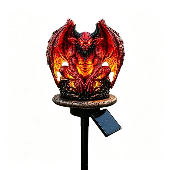 Gargoyle Statues Outdoor,Halloween Gargoyle,Guardian Solar Garden Stake Light,Glowing Outdoor Yard Decor With Led Illumination, Weather-Resistant Resin Statue Lamp.