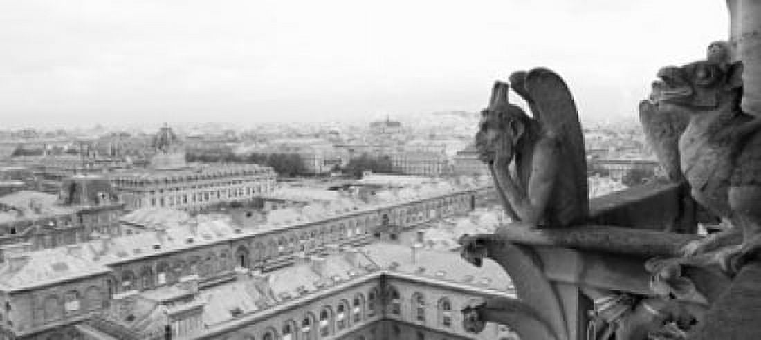 Gargoyle statue at a cathedral Notre Dame Paris Ile-De-France France Canvas Art - Panoramic Images (30 x 14)