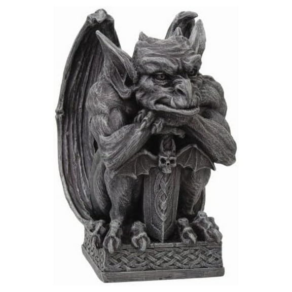 Gargoyle with Shield Statue Cold Cast Resin Figurine