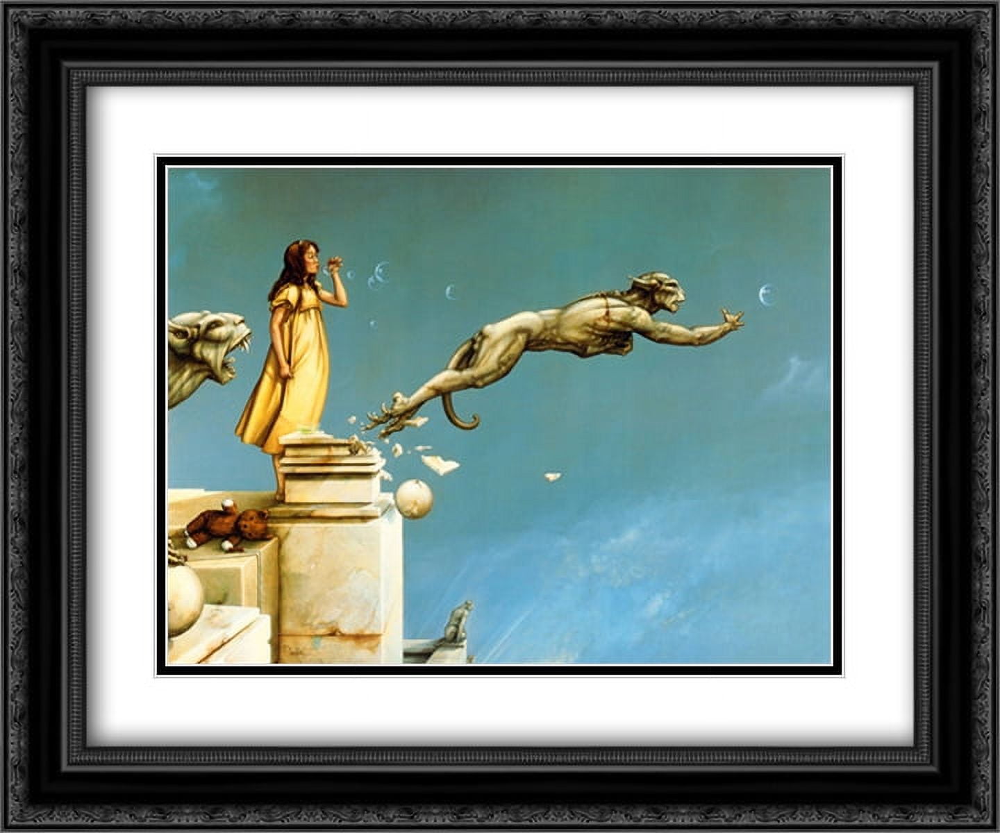 Michael Parkes 'Gargoyles' 24x20 Black Ornate Wood Framed Art