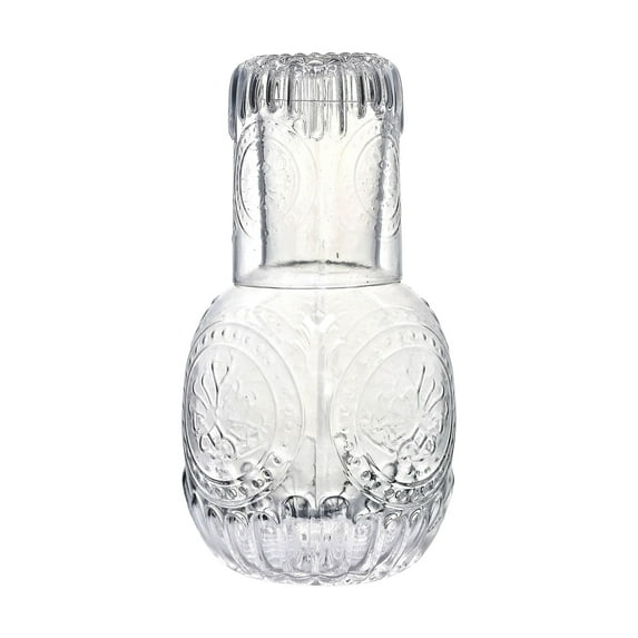 Garhelper Bedside Cabinet Vintage Glasse Set In Bedroom, Bedside Water Tank With Glasse, Thick Glass Mouthwash Glasses For Bathroom