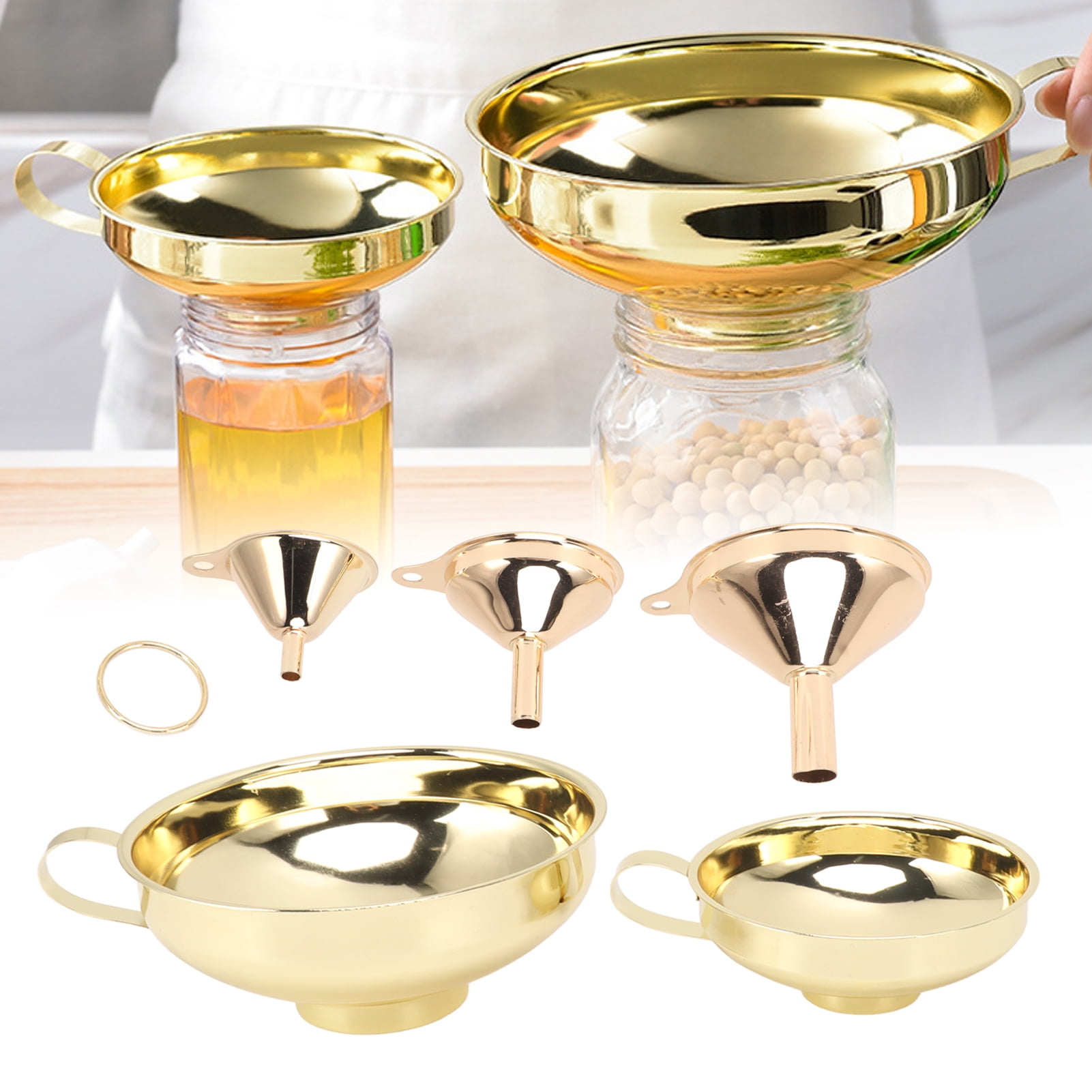 Garhelper Funnel Set5Pcs Metal Stainless Steel Kitchen Funnel with