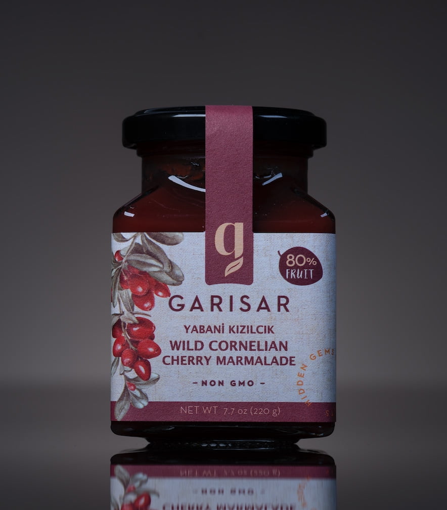 Garisar - Wild Cornelian Cherry Marmalade - 80% Fruit - 7.7 oz - Wild Cornelian Cherry - Marmalade Gift - 7.05 oz - Best Gift - Cornelian Cherry - Wild Fruit (1)