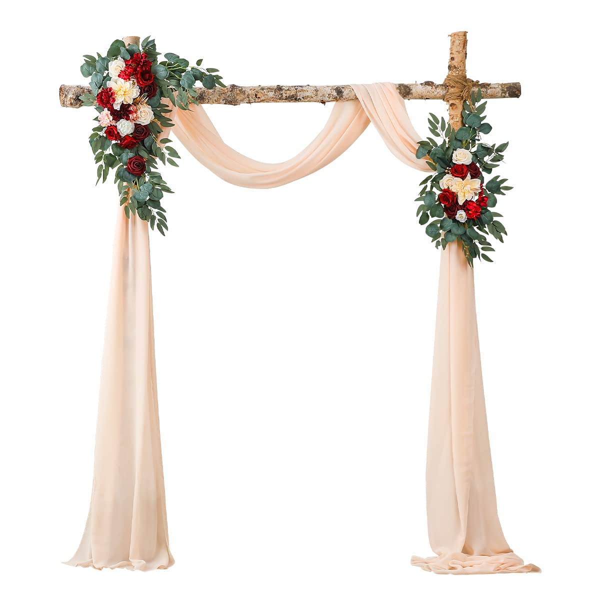 Garisey Artificial Wedding Arch Flowers Kit(Pack of 3), Wedding Arch Draping Fabric Wedding