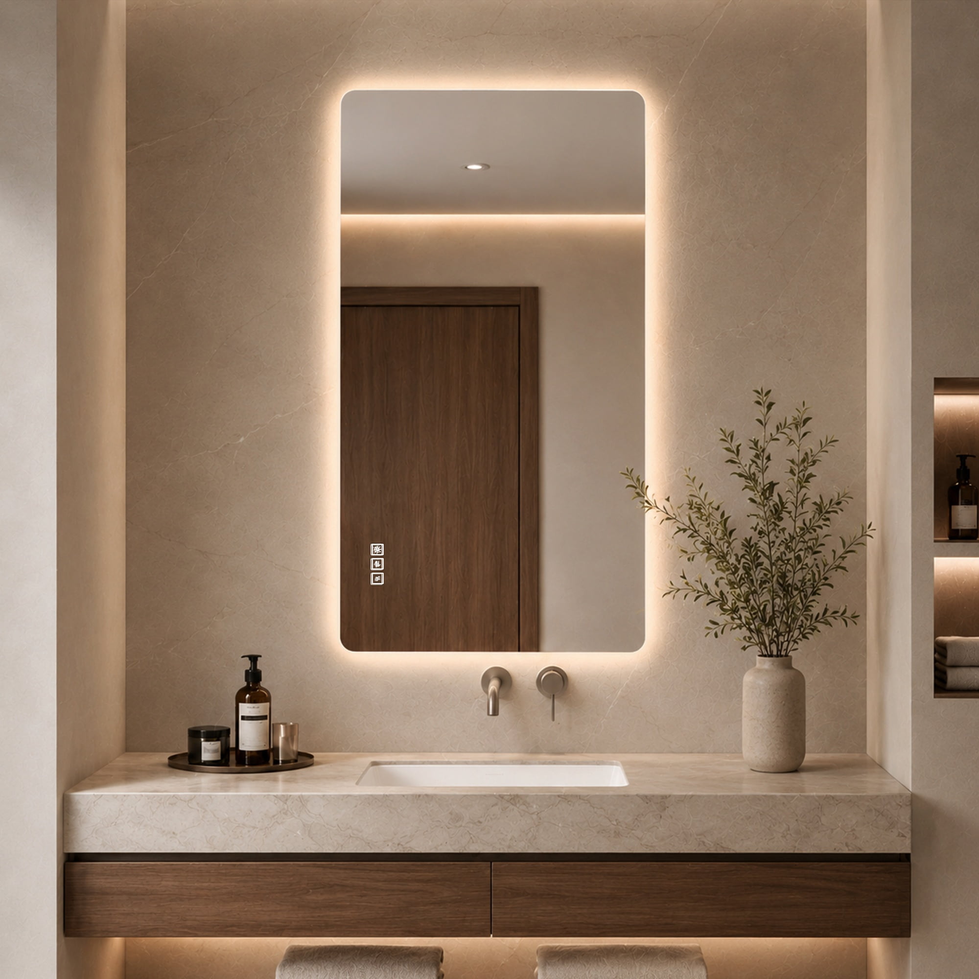 Garitin LED Bathroom Mirror and Backlit Vanity Mirror 48 x 24 Inch, Wall Mounted Dimmable Mirror with Anti Fog and 3 Color Lighting, Clear