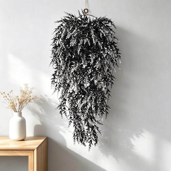 Garland Artificial Hanging Lavenders Vines Purple Faux Plants For Wall Ceiling Farmhouses Wedding Home Decor Halloween Fall Garland