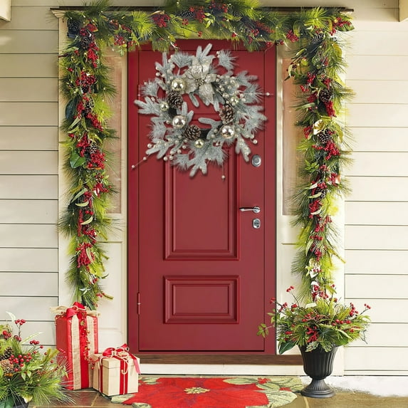 Garland for Christmas Celebration Artificial Christmas Vine Decoration Indoor Outdoor Door Fireplace Showcase Home Celebration Ornament for Holiday Party