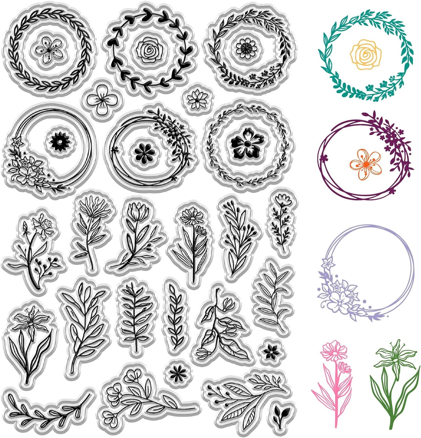 Garland Clear Stamps Leaf Flower Transparent Rubber Stamps Reusable ...