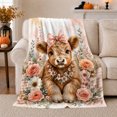 thumbnail image 1 of Garland, Cozy Botanical Garden Scene, Warm Flannel Blanket for Ranch House and Living Room with Detailed Artwork, Animal Lovers Birthday Gift, Playful Home Decor, 1 of 9
