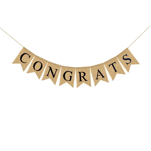 Clispeed Multi-Color Graduation Banner Linen Wall Hanging Decoration with Congrats Grad Letter Design for Party