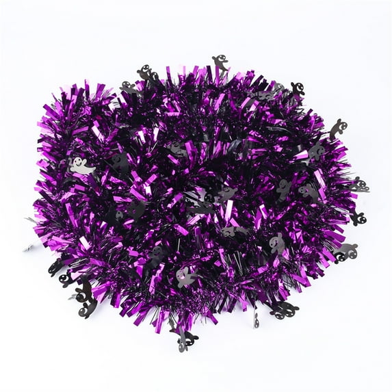 Garland Decoration, 80 Inch Extra Long Tinsel Garland With Pumpkin Spider Bat Ornaments, Shiny And Eye-Catching For Home Tree Indoor Outdoor Party Decor