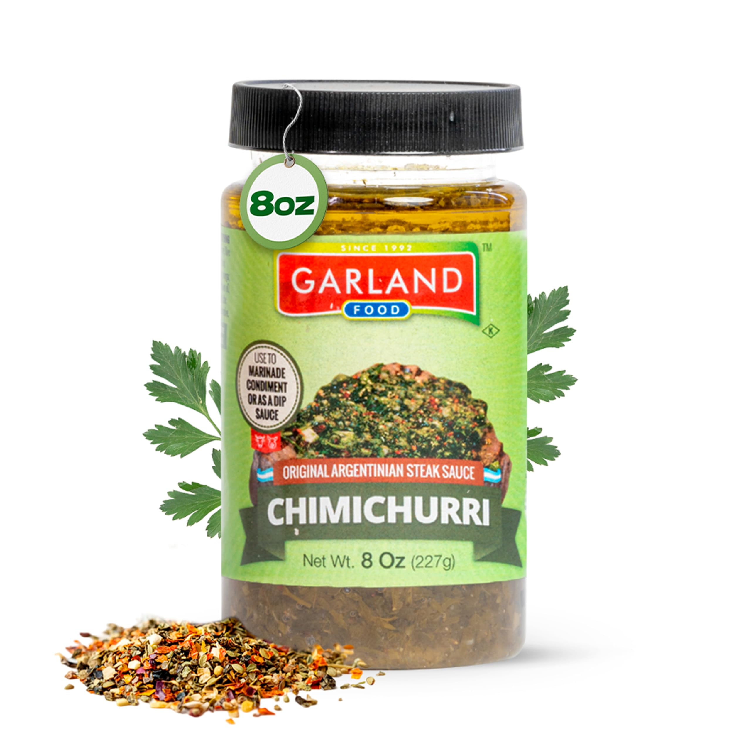 Garland Food ChimichurriEGSCSauce 8 oz - Made in the USA - Authentic Argentinian Chimichurri Sauce & Seasoning, Perfect for Steak & Flavorful Dishes