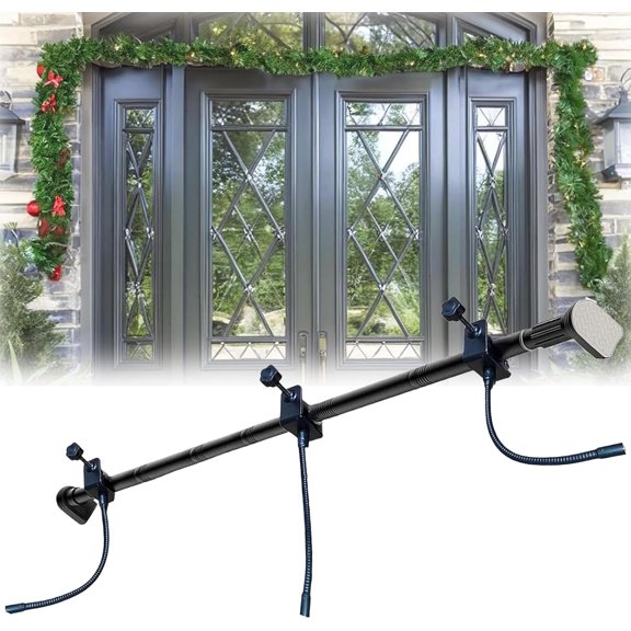 Garland Hanger for Door Frame, Adjustable Fits 32"- 80" Doors, Heavy-Duty Front Door Christmas Halloween Decoration Holder for Wreaths, No Drilling/Glue, Non-Destructive Installation (71In to 81In)