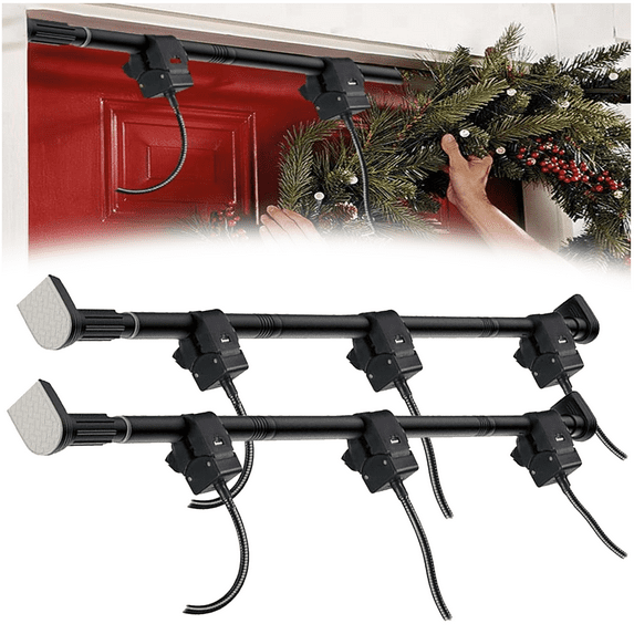 Garland Hanger for Door Frame,Garland Hanger,Adjustable,No Drill Reusable Front Door Garland Holder Hook for Christmas, Wreaths, String Lights,2,Fits 71''-81'' Doors