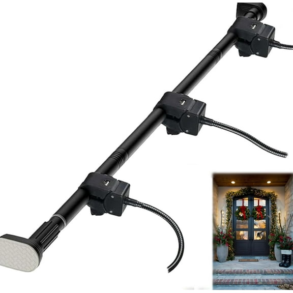 Garland Hanger for Front Door, Adjustable Garland Hanger Fits 32"- 80" Doors, Heavy-Duty Christmas Halloween Decoration Holder, Reusable Tension Rod for Decorations, String Lights, Wreaths & More