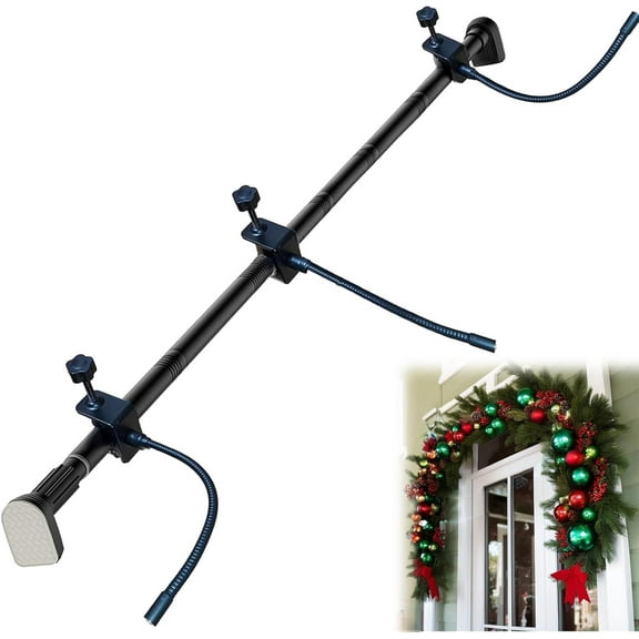 Garland Hanger for Front Door | Adjustable Heavy-Duty Christmas Halloween Decoration Holder for Wreaths, Lights & More | No Screws, Drilling, Glue-Damage-Free (59"-67")