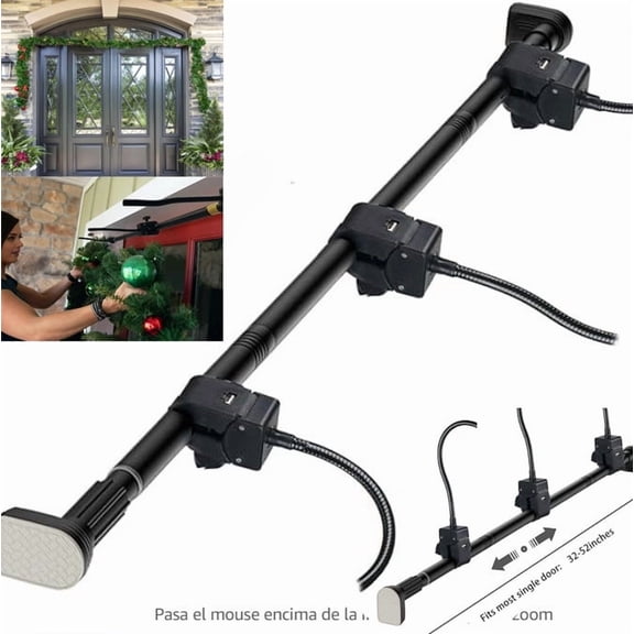 Garland Hanger for Front Door,Front Double Door Garland Hanger Adjustable,Heavy-Duty Christmas Decoration Holder for Wreaths,No Screws & Drilling,Lights Garland,Fits 59-67in Width Doors