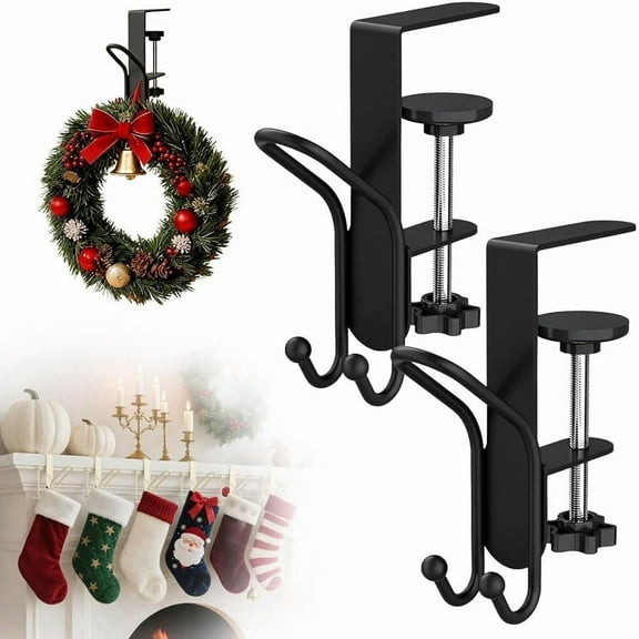 Garland Hanger 2PCS Stocking Holder Heavy-Duty Metal Mantle Clip Secures Decorations for Fireplace Holiday Display