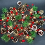 Garland with Lights Christmas Lights Battery Operated, 7FT 20LED Christmas Garland with Lights Pre-lit Garland Mantle Garland, Christmas Decoration Indoor Outdoor Xmas Home Decor(Warm White)
