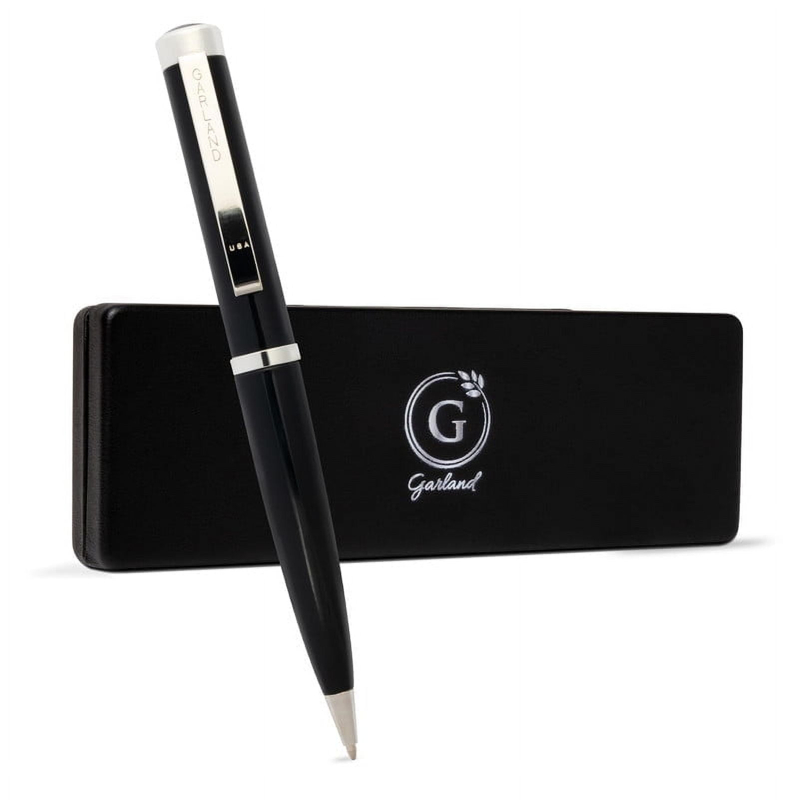 Garland Luxury Executive Twist Pen– Made in USA- Heirloom Quality All Brass Pen, Premium Gift Box, Executive Desk, Gifts, Clients, Graduates, Professionals, Refillable- Black with Chrome Trim