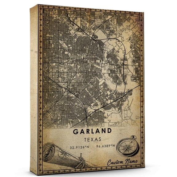 Garland Map Poster, Texas Map Art Poster, Canvas, Garland Map City vintage Poster, Street Map Artwork Poster, Garland Map Canvas - 89AZ460