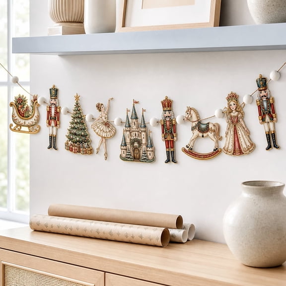 Garland Nutcracker Vintage Ballet Wooden Mantel Hanging Holiday Decor