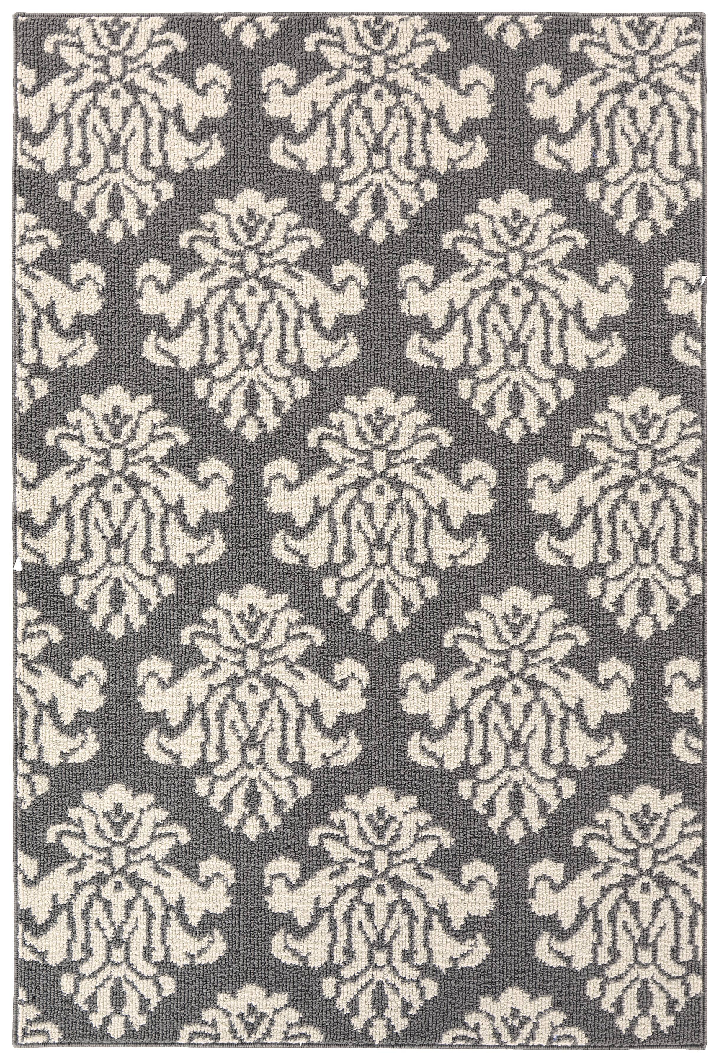 Garland Rug Americana Le Fleur 4 ft. x 6 ft. Indoor/Outdoor Area Rug Cinder Gray/Ivory