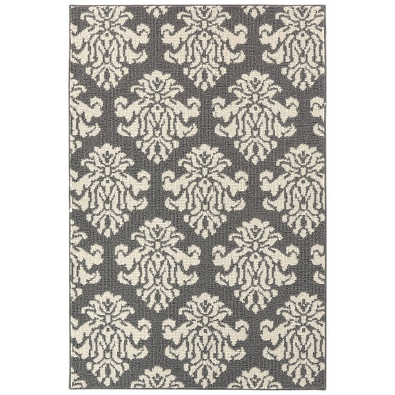 Garland Rug Americana Le Fleur 6 ft. x 8 ft. Indoor/Outdoor Area Rug Cinder Gray/Ivory