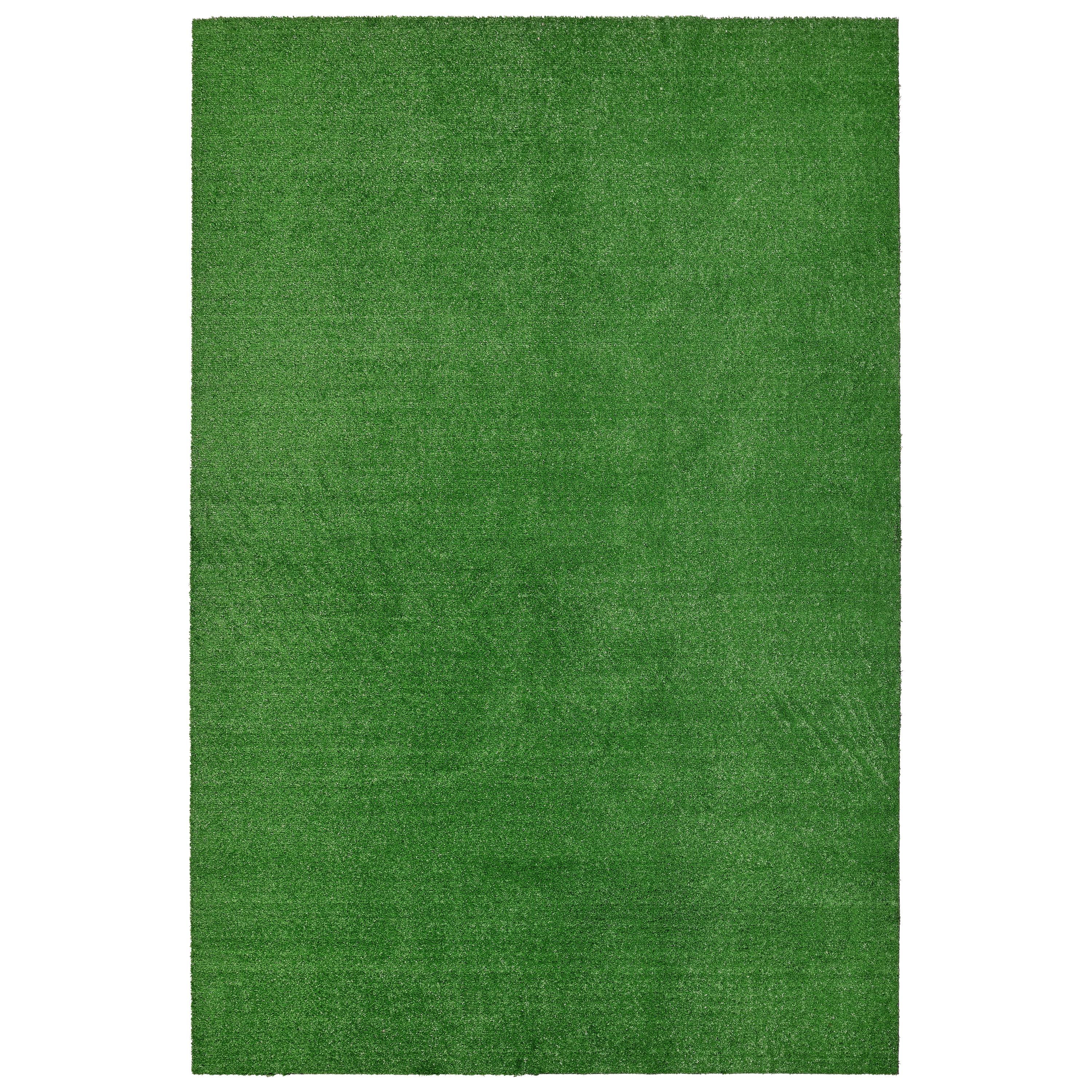 Garland Rug Artificial Grass ft. x 12 ft. Large Indoor/Outdoor Area Rug  Green