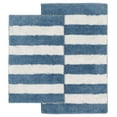 thumbnail image 1 of Garland Rug Beach Stripe Washable Bath Rug Set, 2 Piece Set (17"x24" Bath Rug, & 21"x34" Bath Rug) Basin Blue/White, 1 of 6