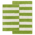 thumbnail image 1 of Garland Rug Beach Stripe Washable Bath Rug Set, 2 Piece Set (17"x24" Bath Rug, & 21"x34" Bath Rug) Lime Green/White, 1 of 6