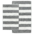 thumbnail image 1 of Garland Rug Beach Stripe Washable Bath Rug Set, 2 Piece Set (17"x24" Bath Rug, & 21"x34" Bath Rug) Platinum Gray/White, 1 of 6