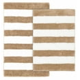 thumbnail image 1 of Garland Rug Beach Stripe Washable Bath Rug Set, 2 Piece Set (17"x24" Bath Rug, & 21"x34" Bath Rug) Tan/White, 1 of 5