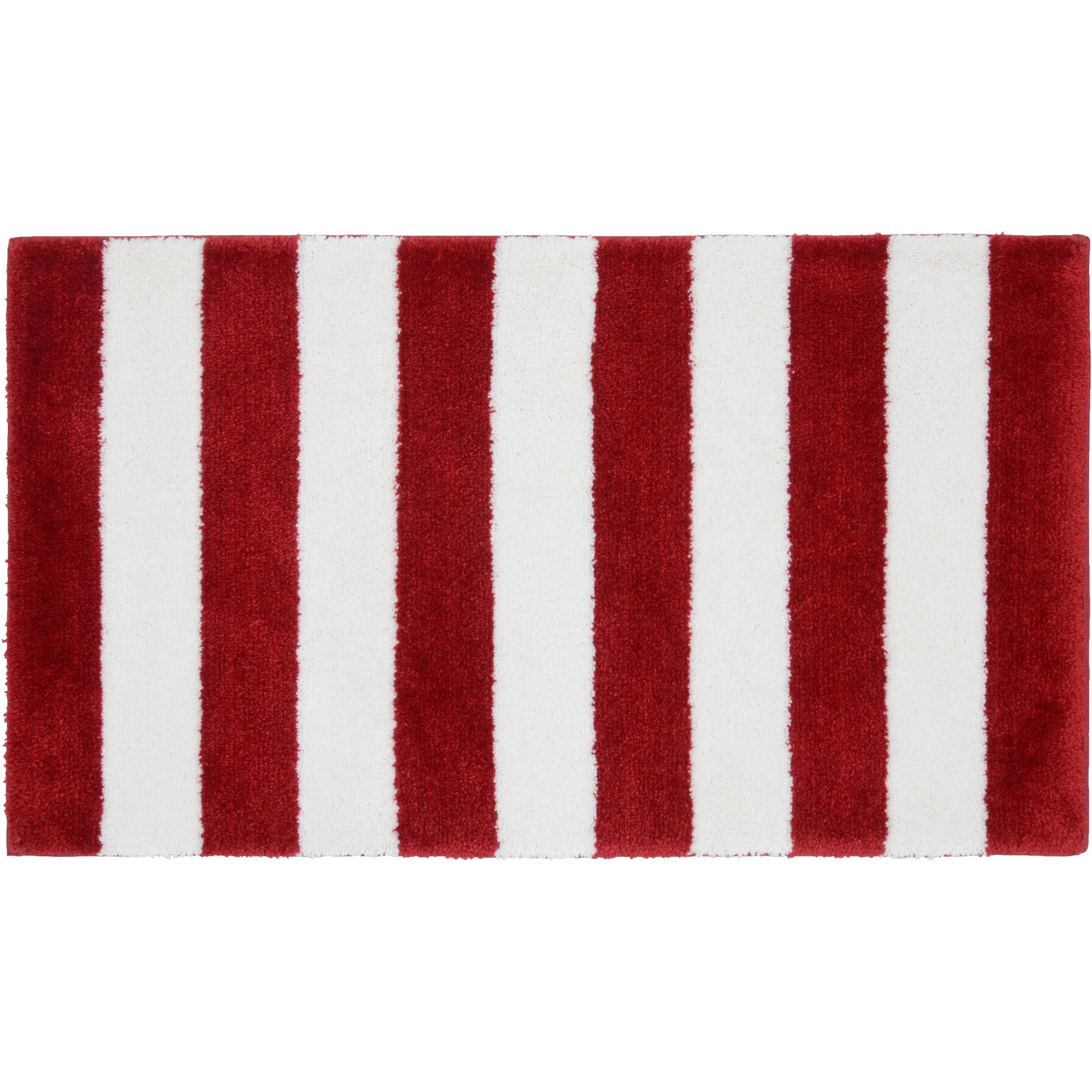 Garland Rug Beach Stripe Washable Crimson Red/White Bathroom