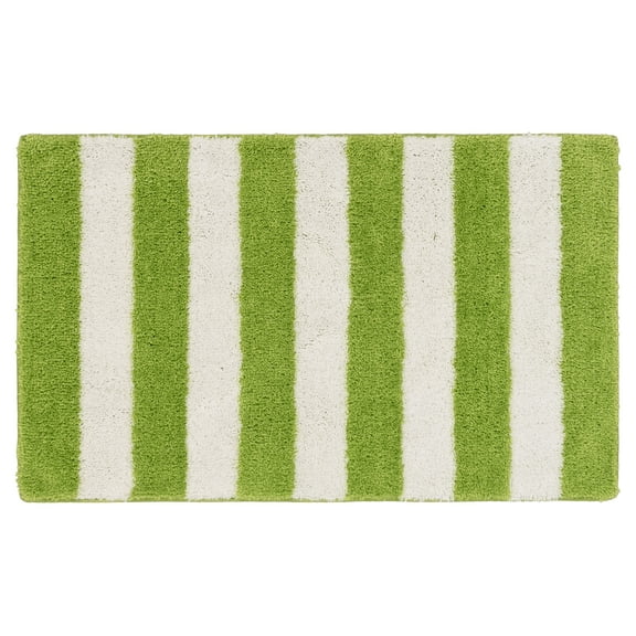 Garland Rug Beach Stripe Washable Lime Green/White Bathroom Rug, 21" x 34"