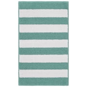 Garland Rug Beach Stripe Washable Sea Foam/White Bathroom Rug, 21" x 34"