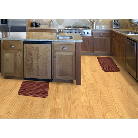 Garland Rug Berber Coloriations 2pc Kitchen Rug 18 in. x 28 in. Slice & 18 in. x 28 in. Mat Chili Red