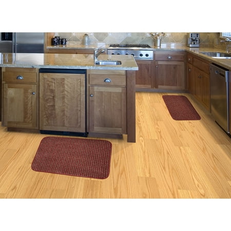 Garland Rug Berber Coloriations 2pc Kitchen Rug Set 18 in. x 30 in. & 24 in. x 40 in. Chili Red