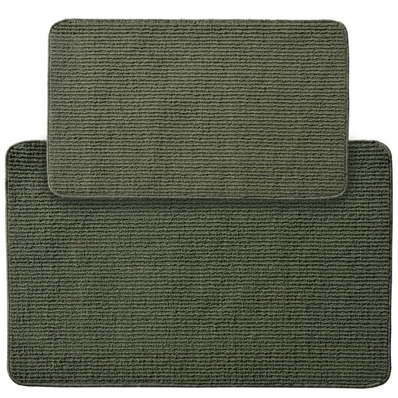 Garland Rug Berber Rib 2pc Kitchen Rug Set 18 in. x30 in. mat & 24 in. x40 in. Sage