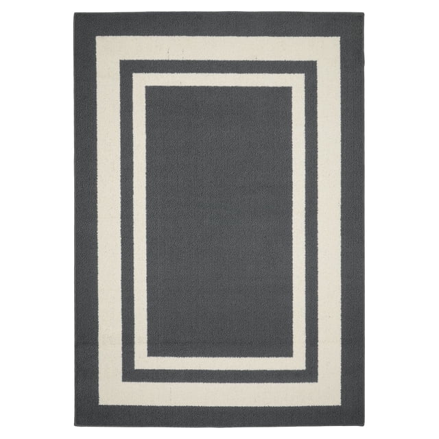 Garland Rug Borderline 5 ft. x 7 ft. Indoor/Outdoor Area Rug Cinder Gray/Ivory