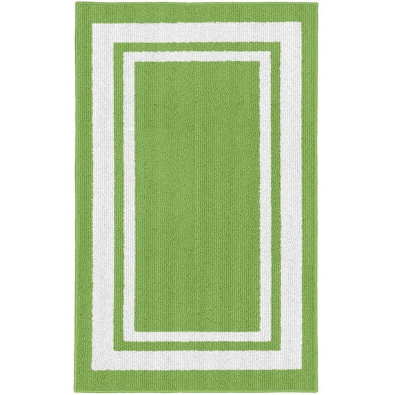 Garland Rug Borderline Polypropylene Grasshopper Green/White Indoor/Outdoor Accent Rug, 24" x 40"