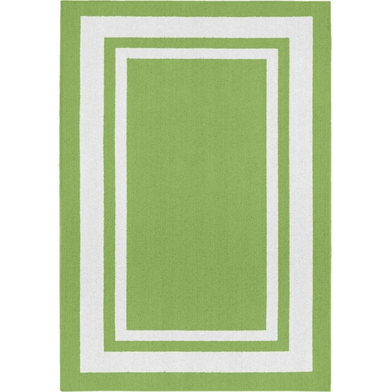 Garland Rug Borderline Polypropylene Grasshopper Green/White Indoor/Outdoor Area Rug, 5' x 7'
