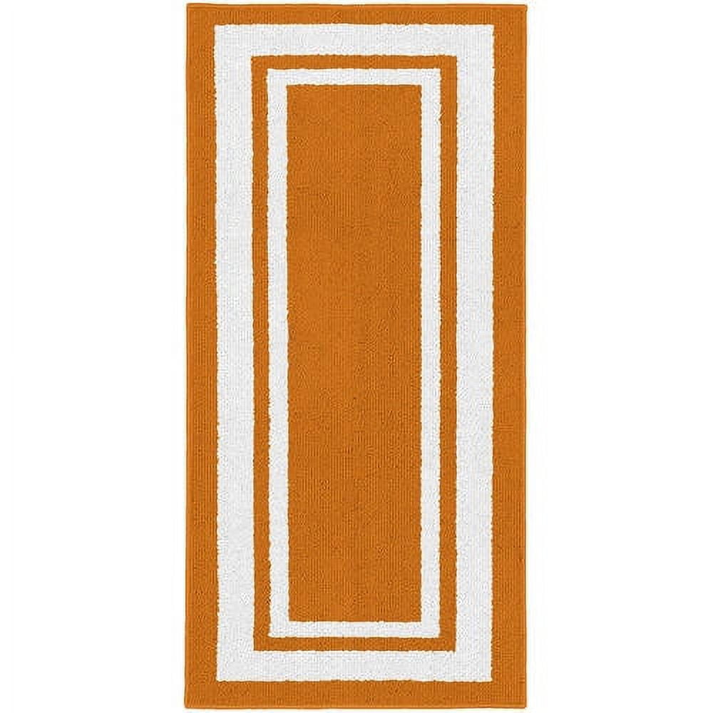 Garland Rug Borderline Polypropylene Orange/White Indoor/Outdoor Runner Rug, 2' x 5'