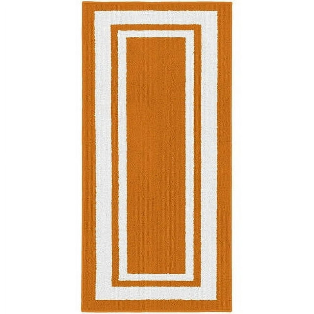 Garland Rug Borderline Polypropylene Orange/White Indoor/Outdoor Runner Rug, 2' x 5'