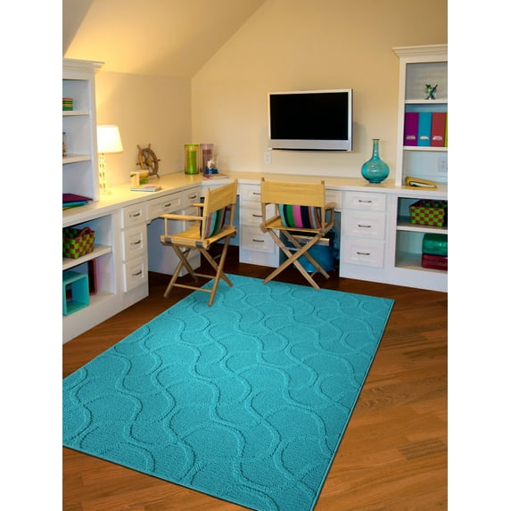 Garland Rug Brentwood Drizzle 5 ft. x 7 ft. Area Rug Teal