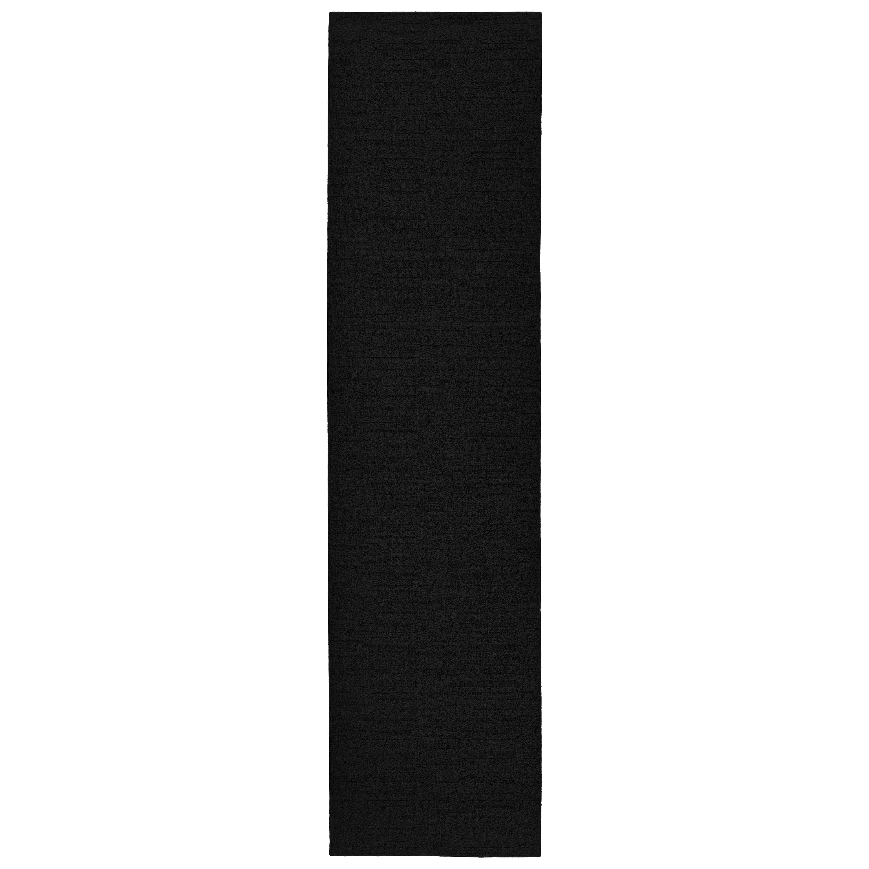 Garland Rug Brentwood Pixel Black Indoor Runner Rug, 3' x 12'